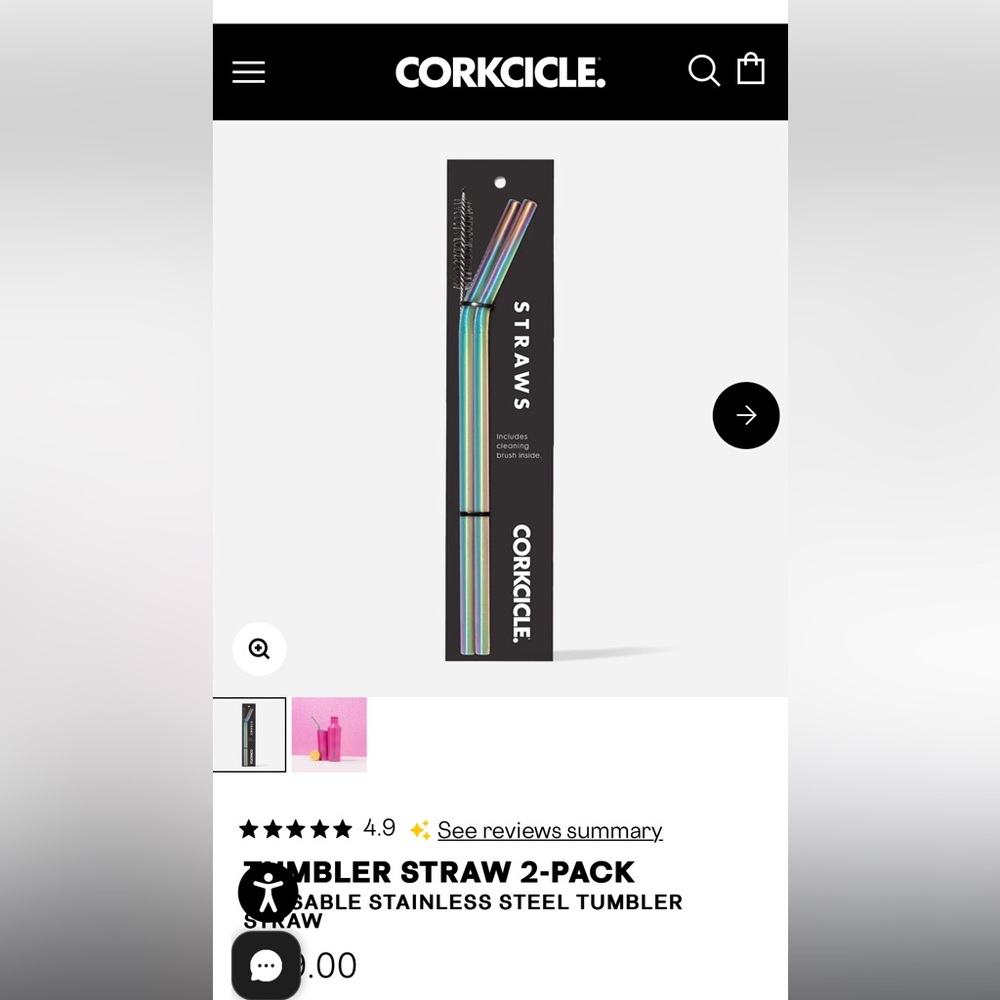 EUC Corkcicle TUMBLER STRAW 2-PACK
REUSABLE STAINLESS STEEL in Prism